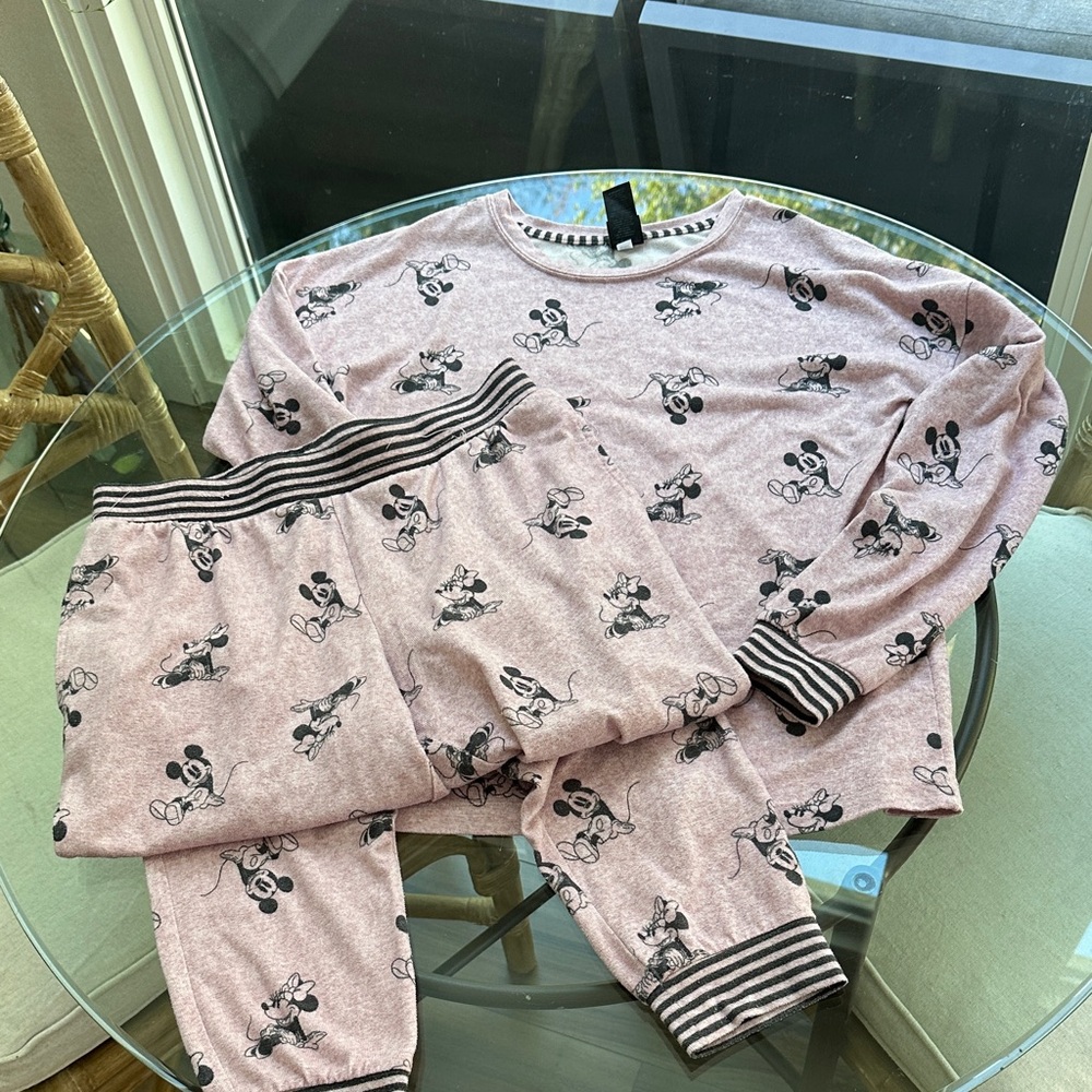 Disney Pink Pajama Set with Mickey Mouse Print